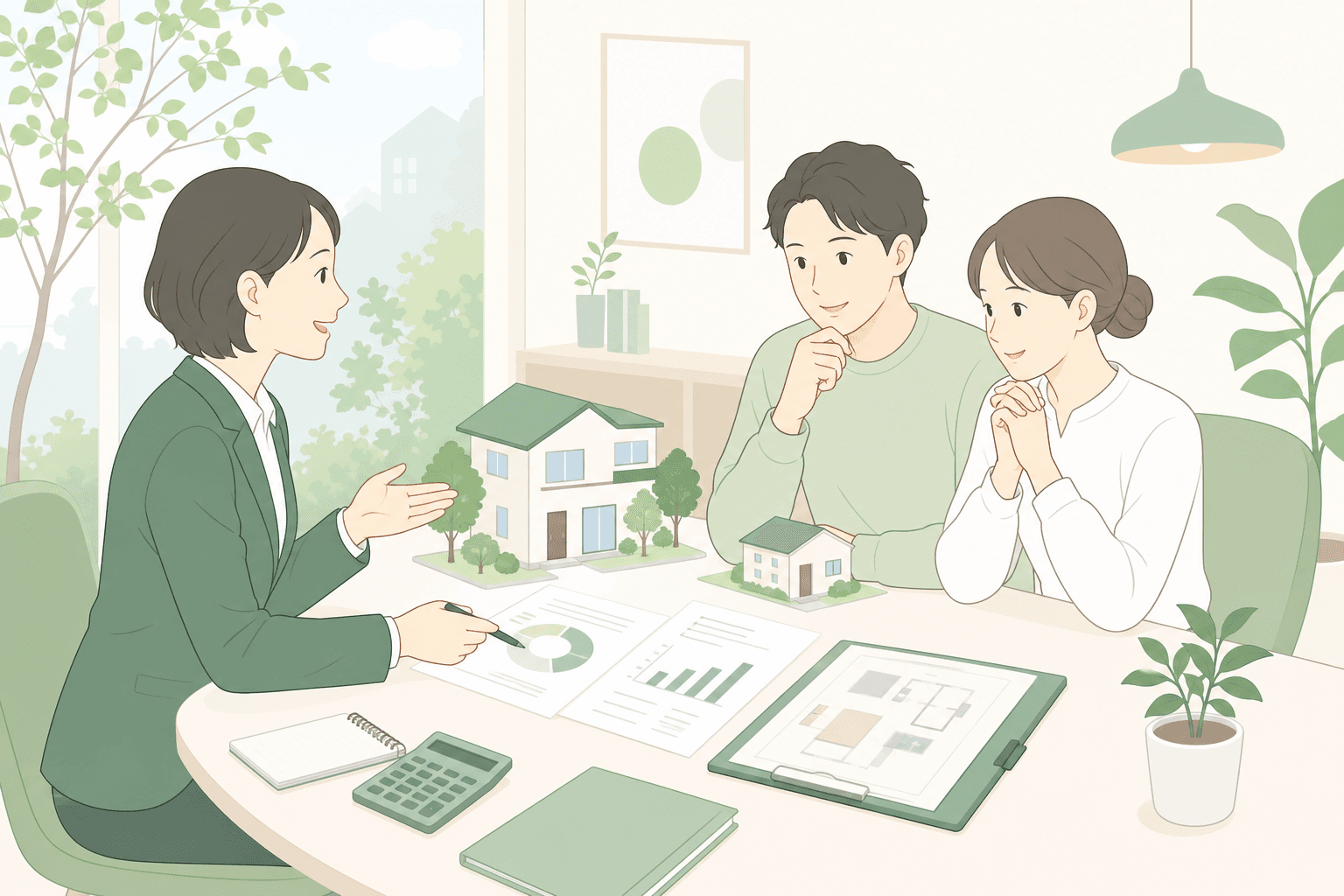 住宅ローンと家計の専門家による相談イラスト